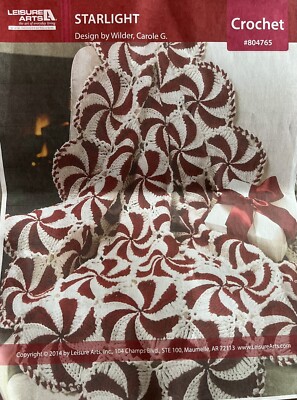 Peppermint Candy Starlight Crochet Pattern Blanket Plus 7 Skeins of Yarn Holiday