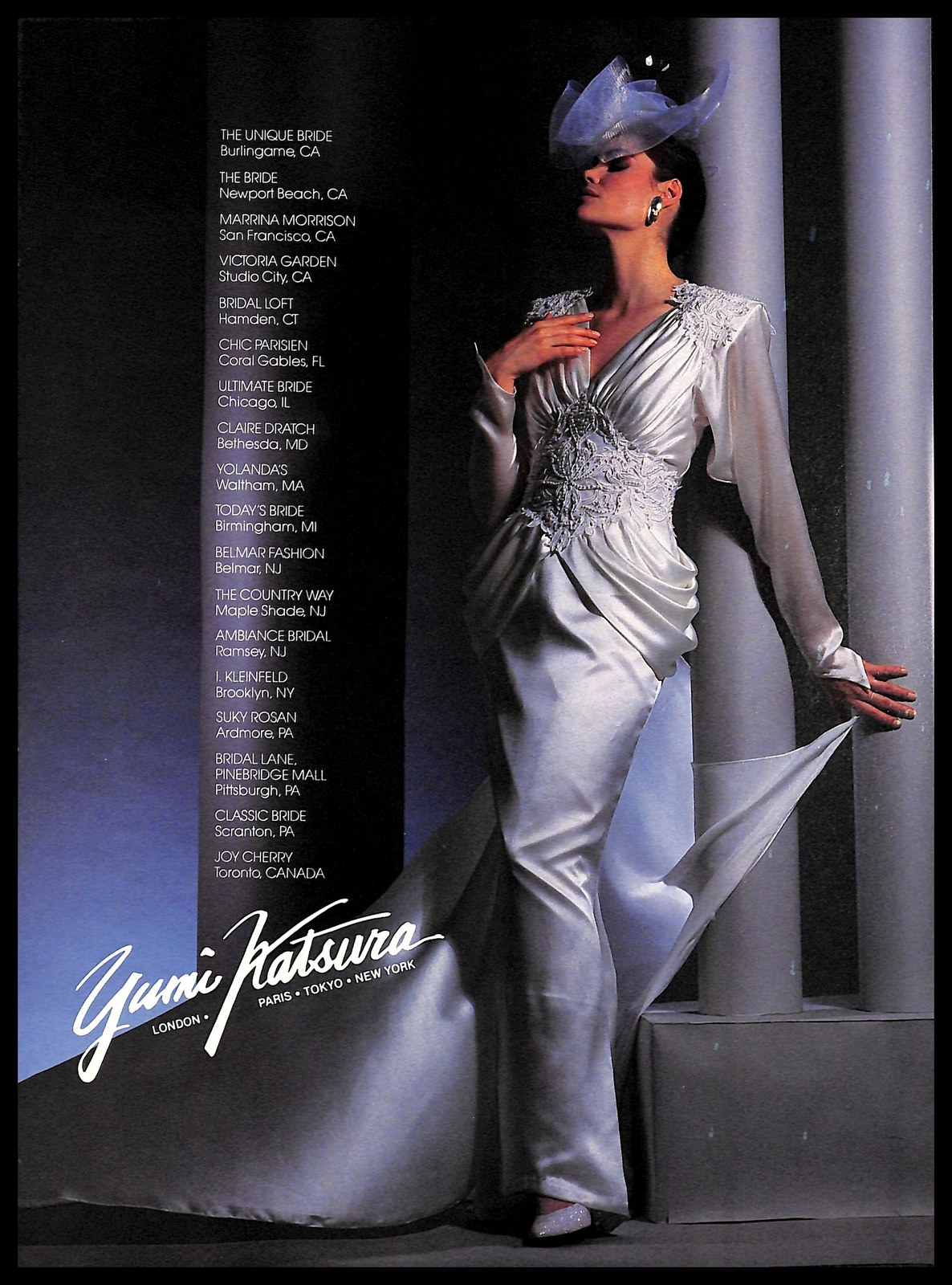 1987 Yumi Katsura Wedding Dress Vintage Print Ad Silver Marriage