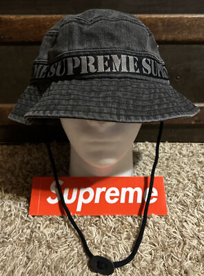 🔥NEW!!! Supreme Stencil Webbing Boonie| Black| Size M/L| SS23