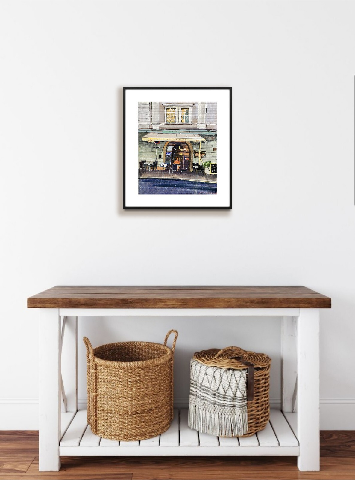 Prague Cafe Painting Original Gouache Painting Cityscape Painting 10 x 12 inches