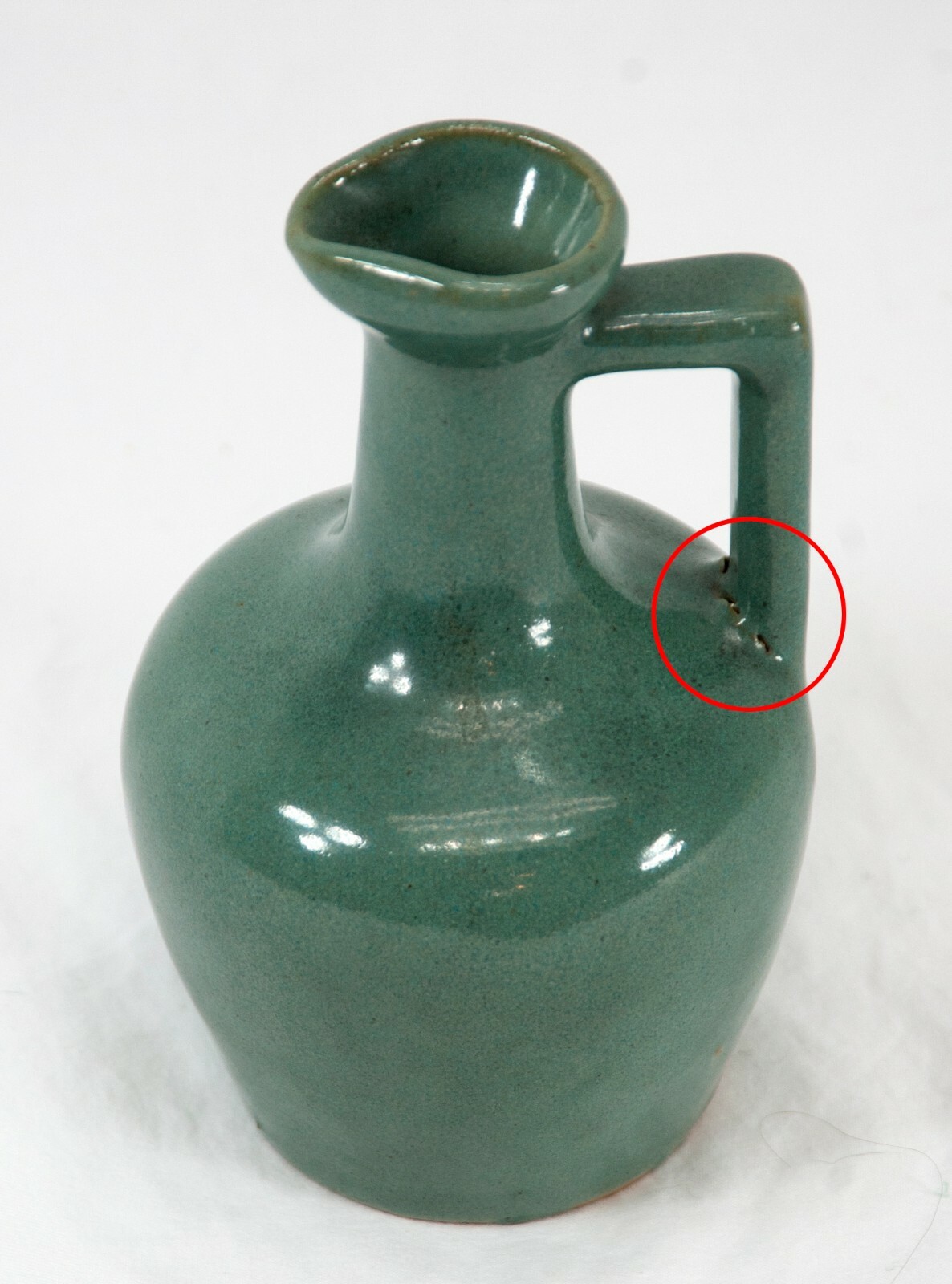 Vintage  Frankoma? Pottery Pitcher Prairie Green Unmarked
