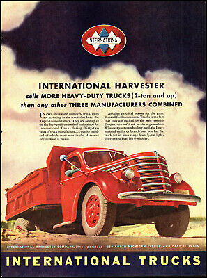 1939 International Trucks Heavy Duty Dump Truck vintage art print ad adL91