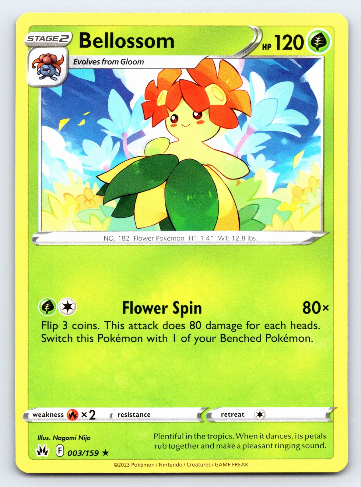 Bellossom 003/159 Rare Crown Zenith Pokemon Card - NM Near Mint | eBay