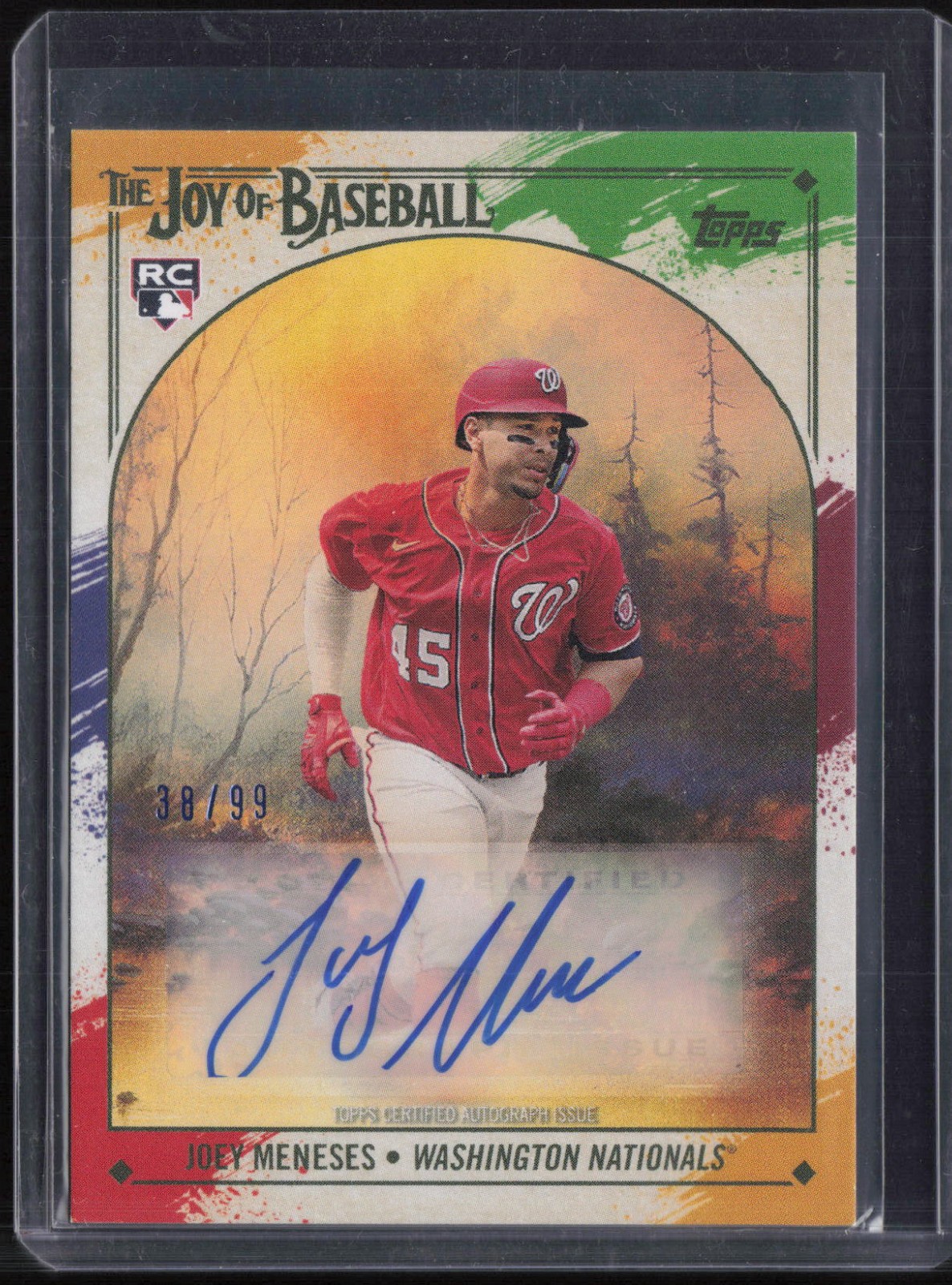 2023 Topps X Bob Ross The Joy of Baseball Splatter Joey Meneses 18/99 Auto RC