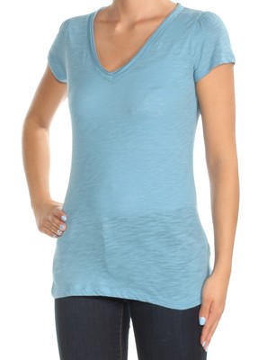 

Женский синий топ с короткими рукавами и V-образным вырезом PHILOSOPHY Размер