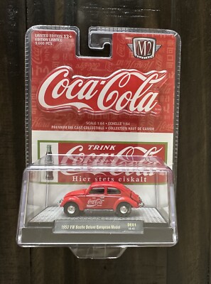 Coca Cola 1:64 M2 Machines Red 1953 VW Beetle Deluxe European Mod DE01 18-43 Car