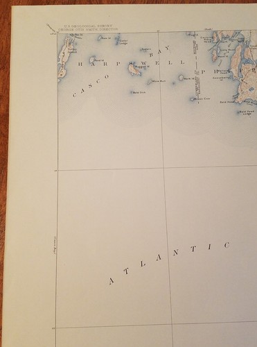 1913 topography map small Point sheet Maine 20x16.5 , Casco Bay, phippsburg
