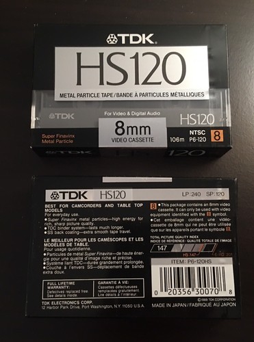 TDK HS120 Metal Particle 8mm 2 Pack Video Tapes