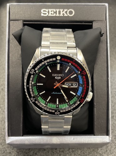 Pre-owned Seiko 5 Automatic Black Dial Steel Bracelet Men's Limited Watch Srpk13 Japan
