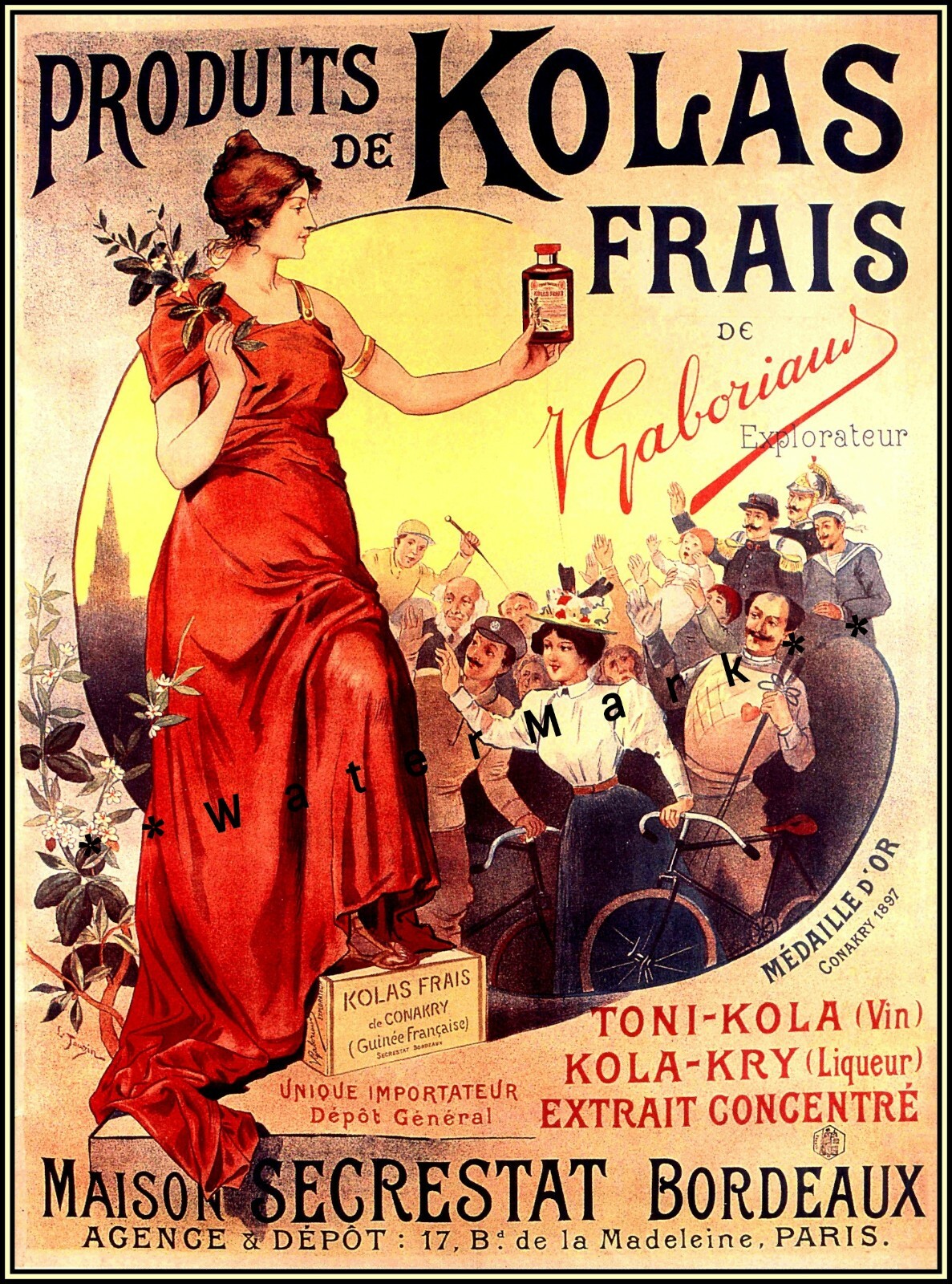 Kolas Frais 1900 Bordeaux France Vintage Poster Print Retro Style