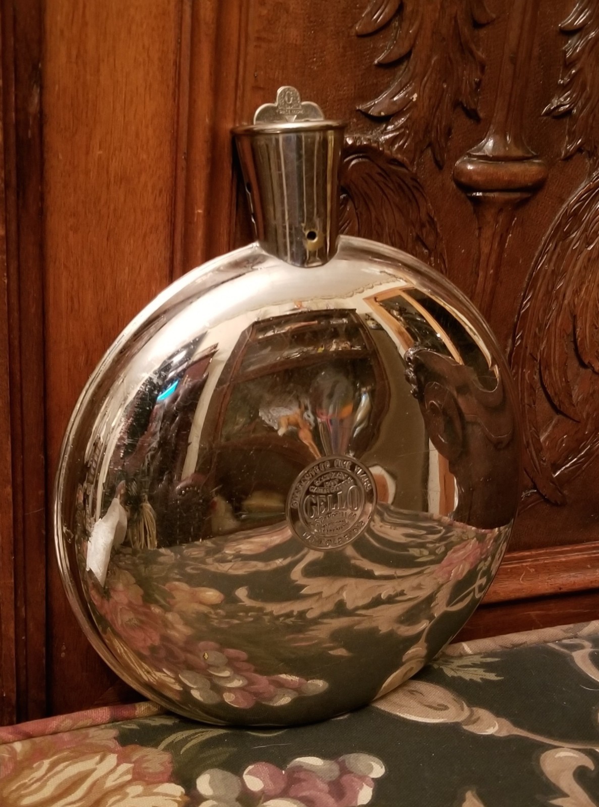 ANTIQUE 1912 CELLO METAL HOT WATER BOTTLE (w/STOPPER)  A.S. CAMPBELL CO. Boston!