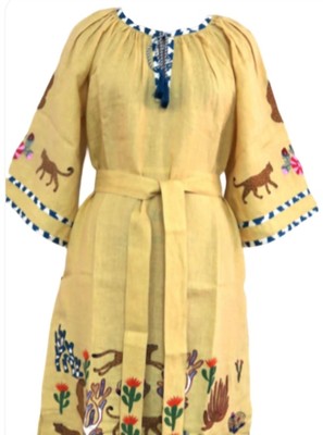 Pre-owned Citrus Benaras By  Women's Long Sanctuary Veronica Dress In Straw Yellow - Size S