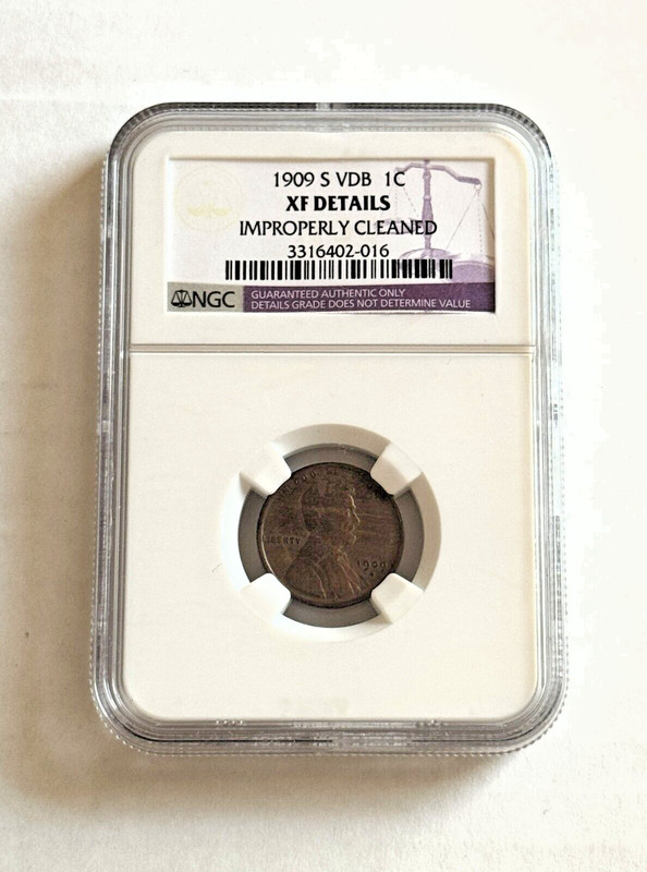 1909 S VDB Lincoln Cent NGC XF Details Improperly cleaned