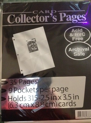 Card Collector's Pages Archival Safe 35/9 Pocket Protectors Acid PVC Free