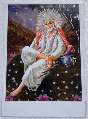 High Quality Paper Poster  Hindu God  Lord Sai Baba Om Sai Ram 9X12 Inch Approx
