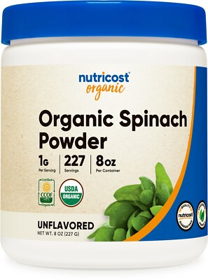 Nutricost Органический порошок шпината 8 унций - вегетарианский, сертифицированный органический продукт Министерства сельского хозяйства США