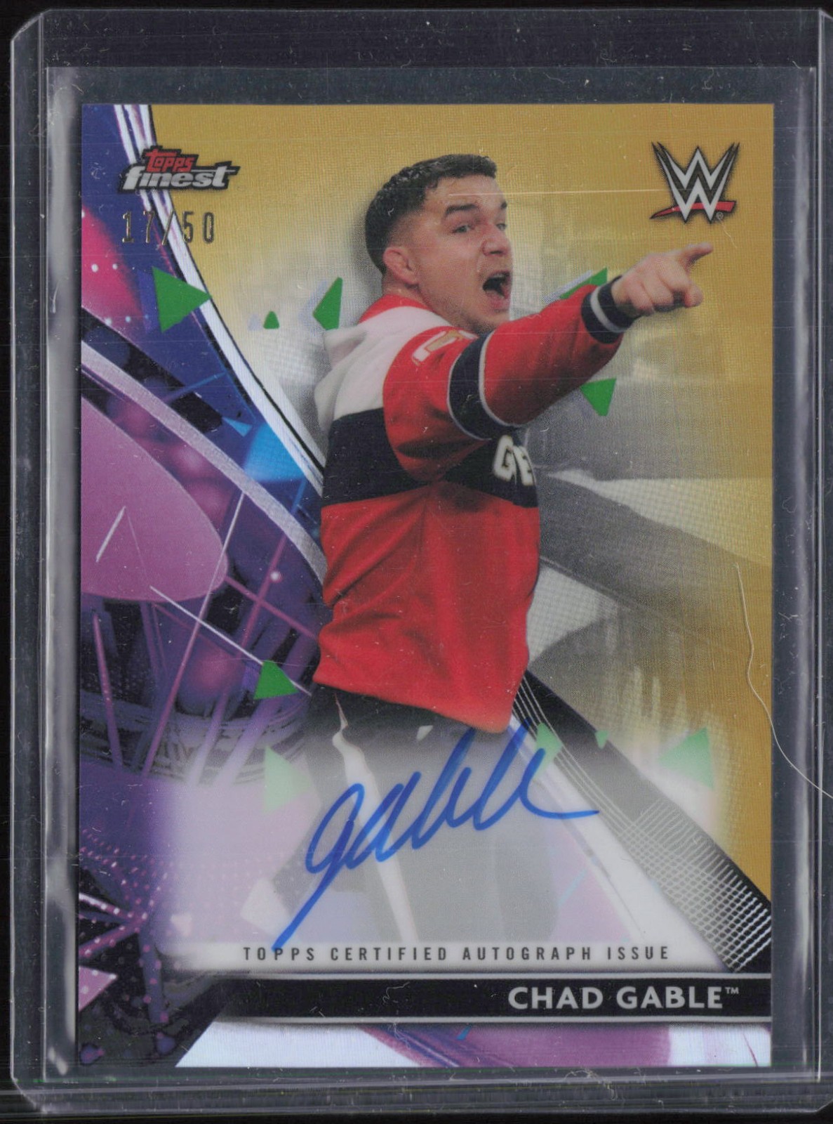 2021 Topps Finest WWE Gold Refractor Chad Gable /50 Auto Autograph