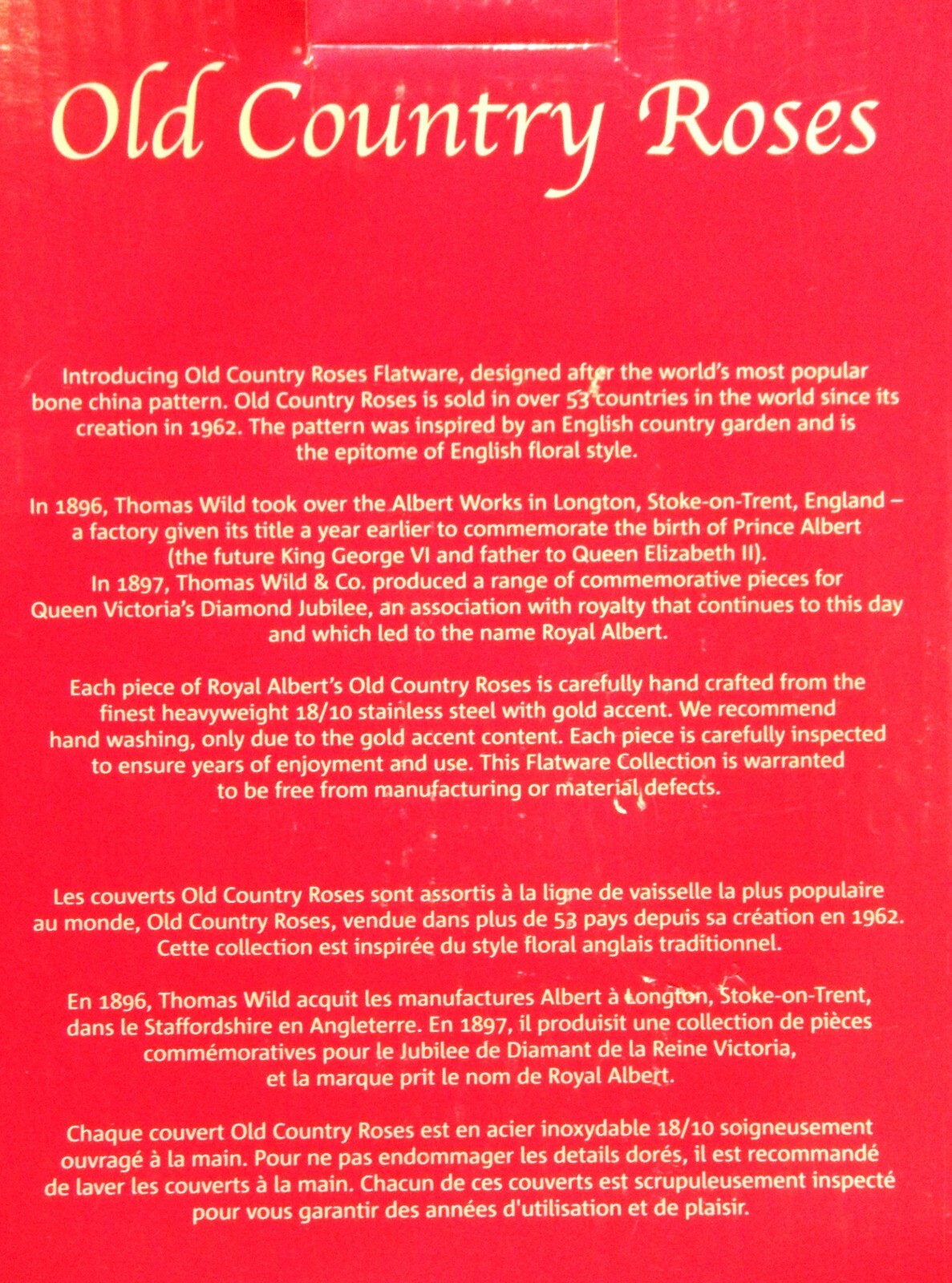 Royal Albert Old Country Roses Stainless w/ Gold Accent Flatware - Unused!