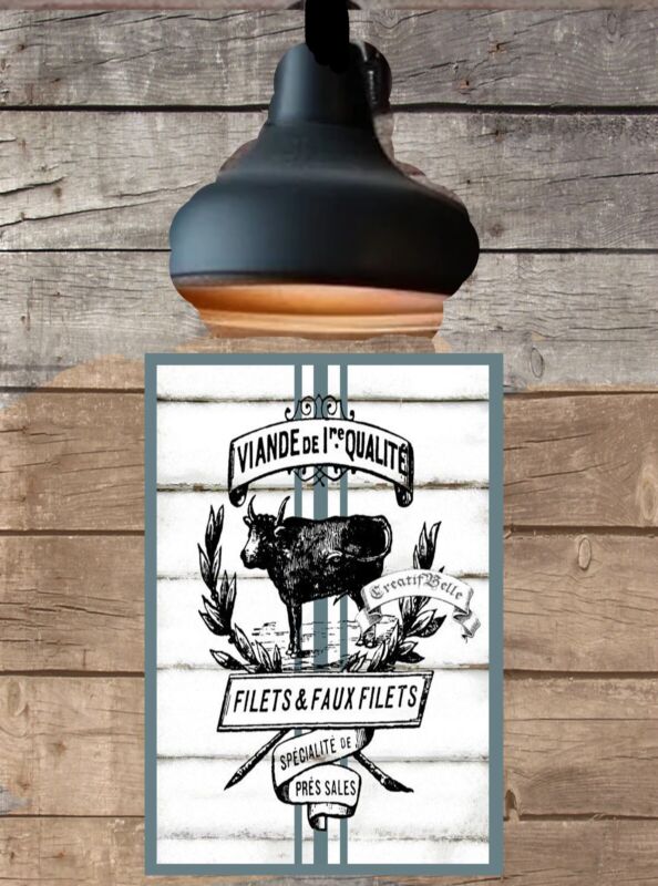 French Paris Cow    Metal Sign 8x12
