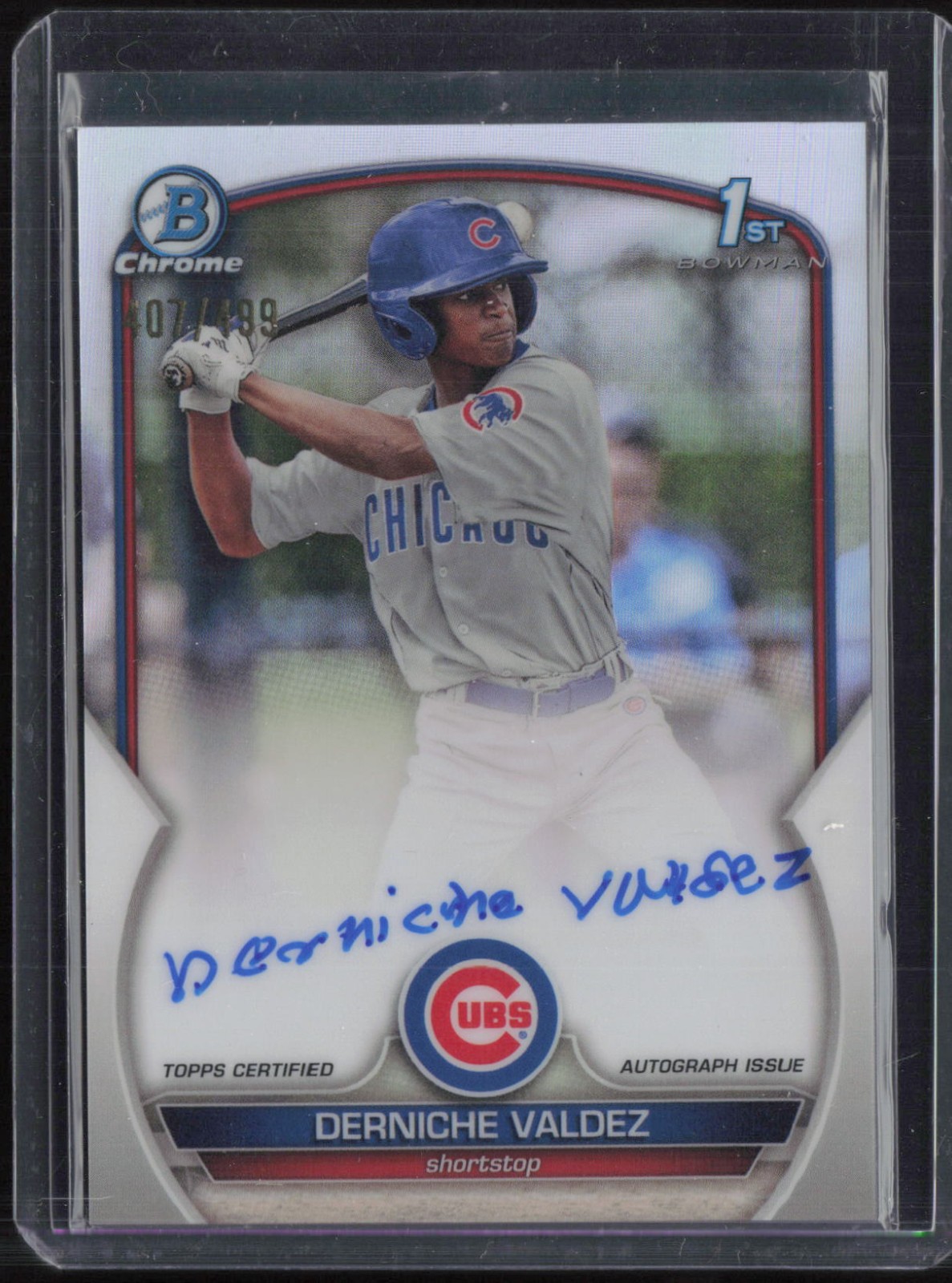 2023 Bowman Chrome Refractor Derniche Valdez 407/499 Auto Autograph RC Rookie
