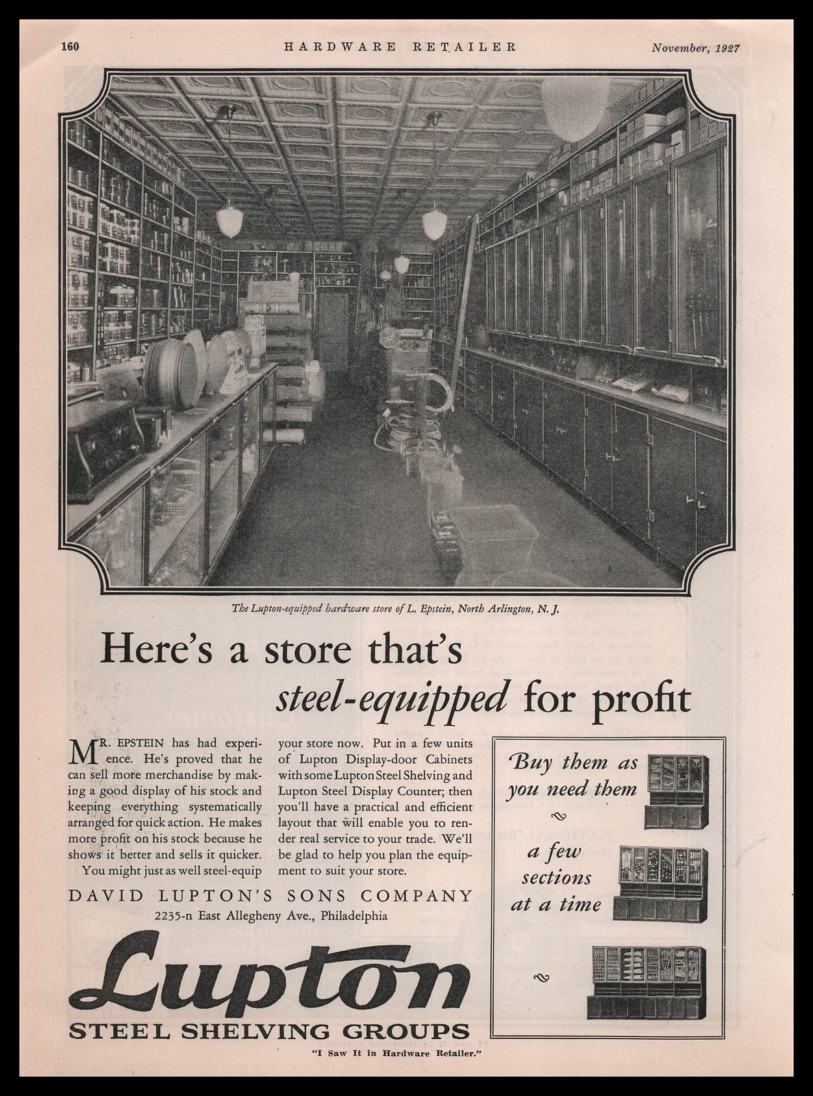1927 L Epstein Hardware Photo North Arlington New Jersey Lupton