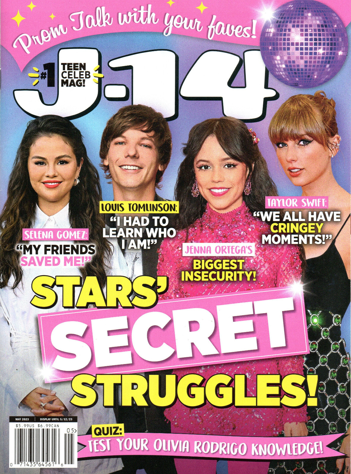 J-14 Magazine May 2023 Selena Gomez w/ Jenna Ortega Taylor