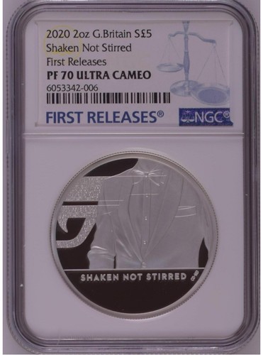 2020年 銀貨 007 Shaken Not Stirred PF70 NGC PF70 FR 2020 UK G.Britain 007 James Bond-Shaken Not