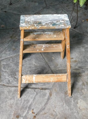 Vintage Wood Step Ladder Folding 23