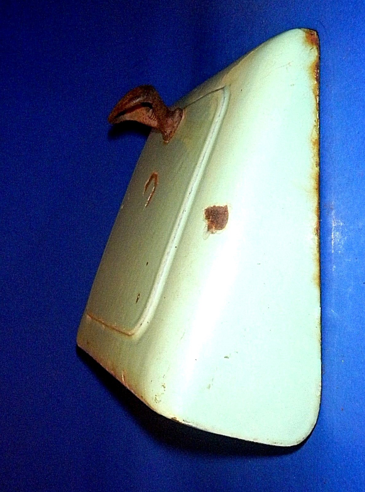 Antique Pale Green Porcelain Cast Iron Stove Door #43E