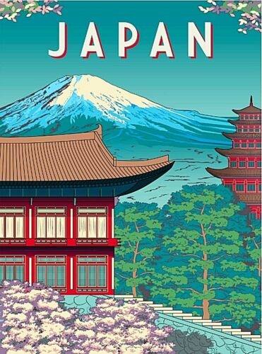Mt. Mount Fuji Japan Japanese Asia Asian Retro Travel Art Poster Print