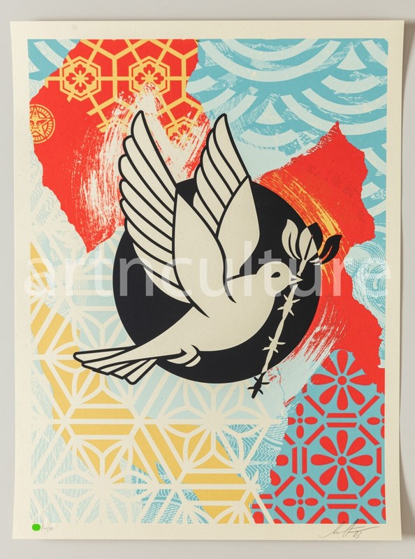 Shepard Fairey Obey - Barbwire Dove Collage - Signed Print Numbered /450
