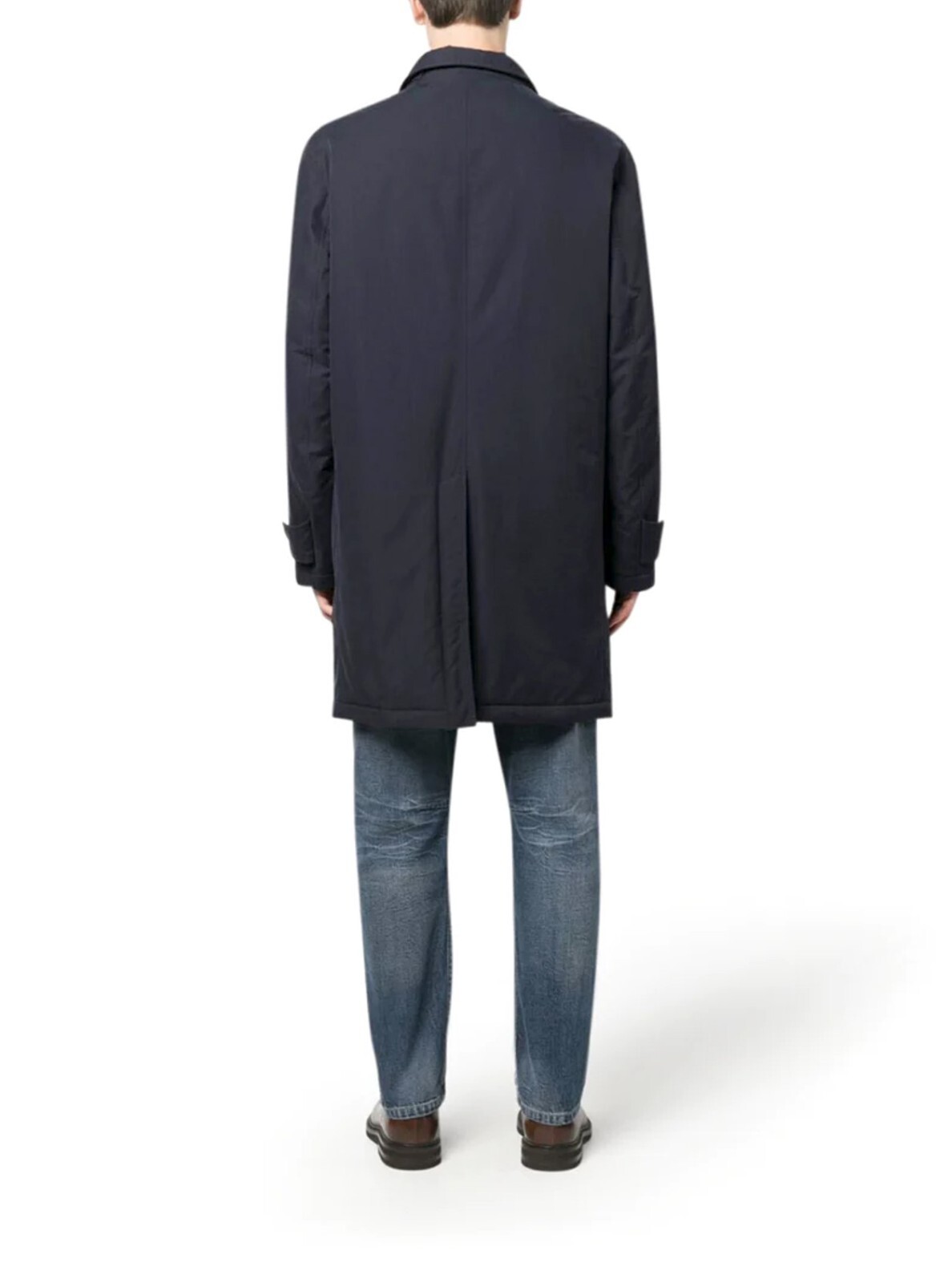 Pre-owned Brunello Cucinelli $4695  Men's Puffer Rain Overcoat With Logo Buttons A242 In Blue