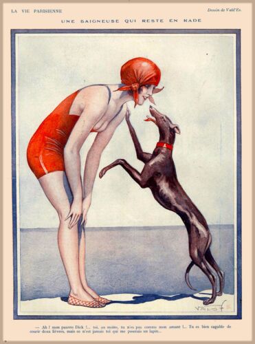 1920s La Vie Parisienne Greyhound Dog French France Travel Advertisement Poster