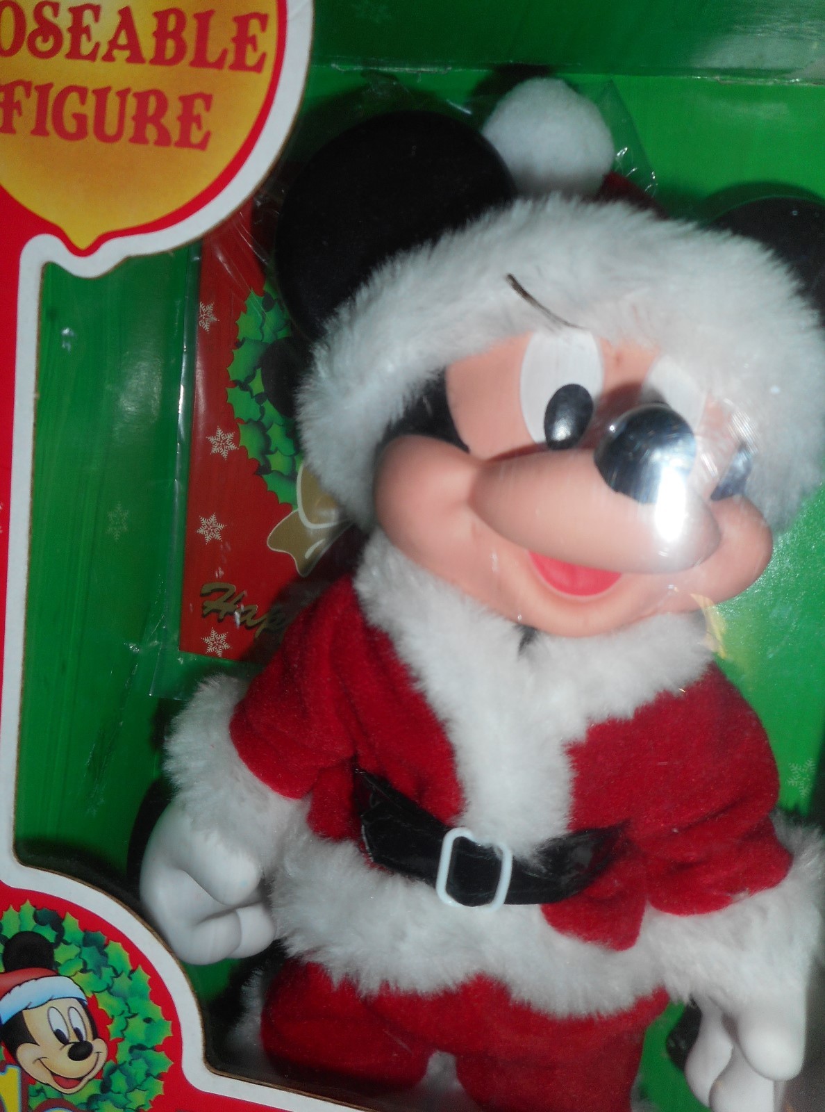 Disney Mickey Mouse Santa Arco Plush Doll Vintage in Box Poseable VTG