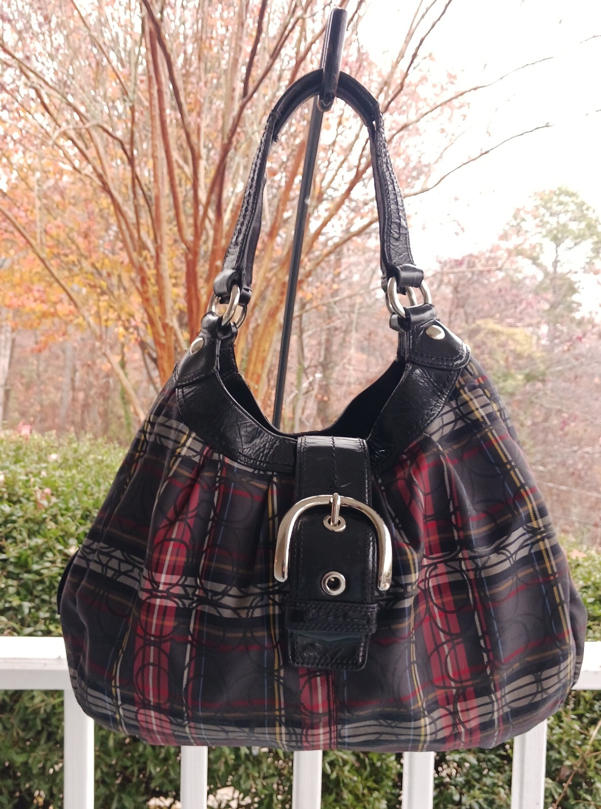 【美品】COACH ソーホー タータンチェック ハンドトートバッグF15487 美品】COACH ソーホー タータンチェック ハンドトートバッグF15487