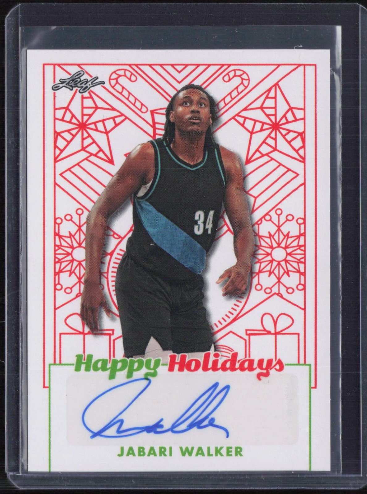 2023 Leaf Happy Holidays Jabari Walker Auto Autograph RC Rookie