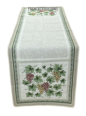 French Marat Avignon Jacquard Woven Grapes Harvest Runner  Made  France 66X19
