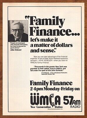 1981 Family Finance Radio Show Vintage Print Ad/Poster WMCA 570 AM John Scheuer