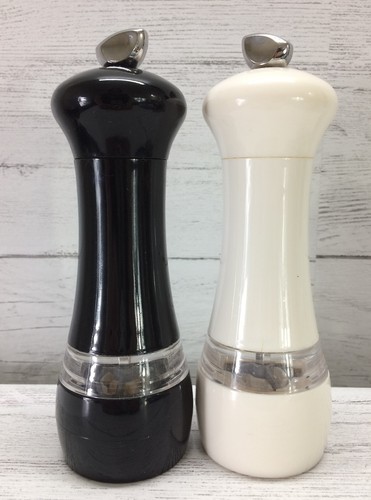 Swissmar White and Black Acrylic Salt and Pepper Shaker 7 inch Mill