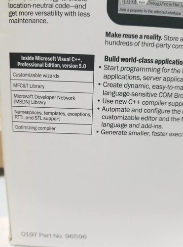 Microsoft Visual C++ Professional 5.0 CD  MFC&T Library Microsoft Developer Net