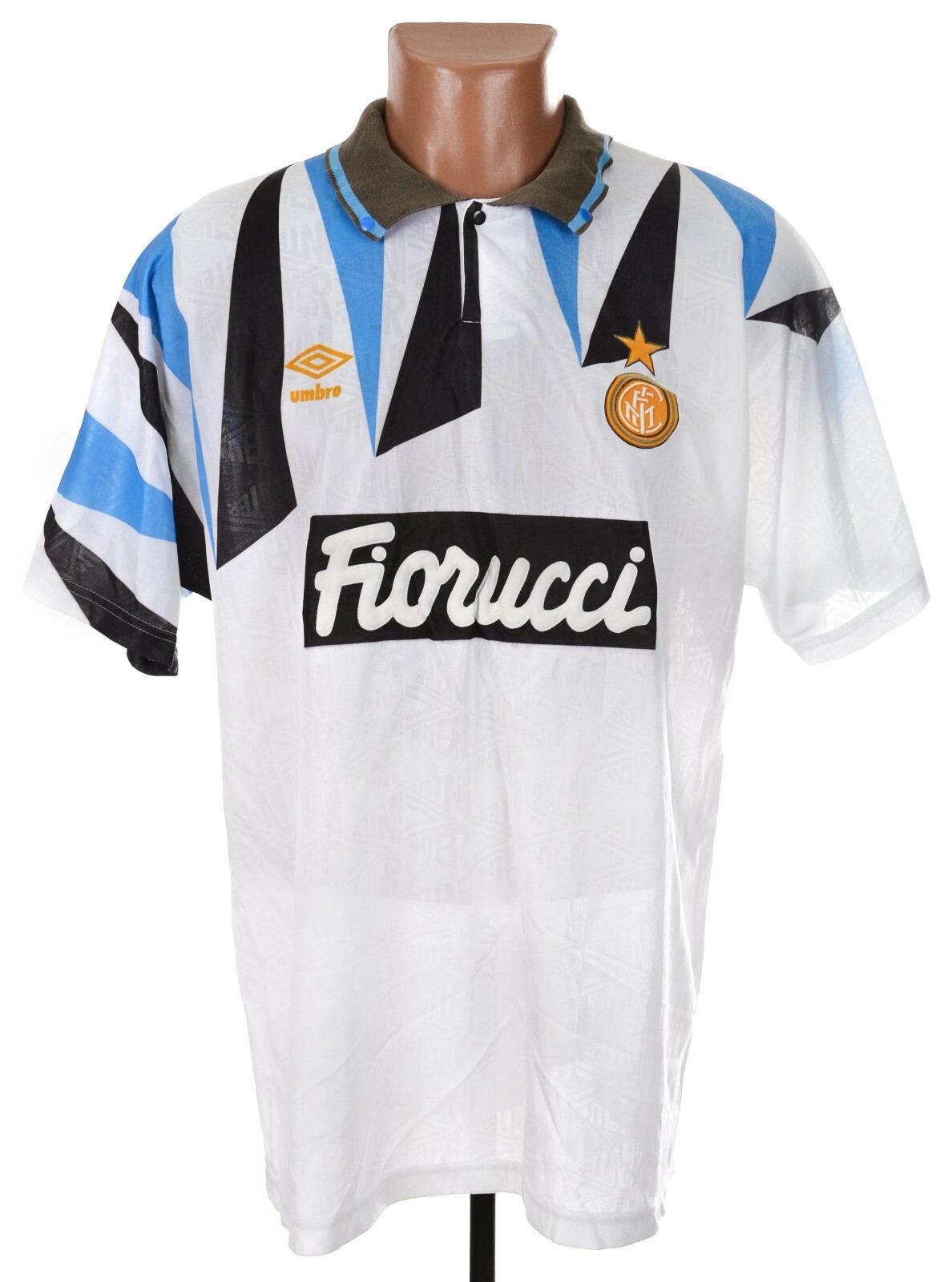 ウェア inter 1992-93 home uniform long shirt Umbro 1992-93 Inter Milan Match Worn Home Shirt - Football