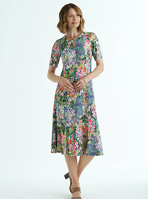 DAVID NIEPER SUMMERTIME JERSEY DRESS SECRET GARDEN FLORAL BNWT UK 22 SALE!!