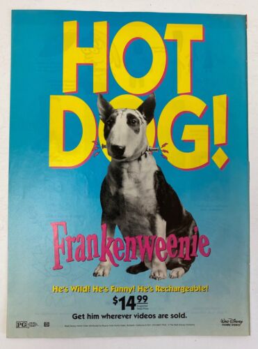  FRANKENWEENIE (Tim Burton) movie Walt Disney Vintage 1992 VHS print ad page