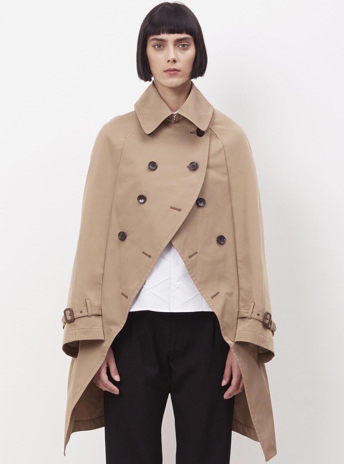 Junya Watanabe Comme des Garçons Trench Coat Cape in Beige Junya Watanabe Comme des Garçons Trench Coat Cape in Beige