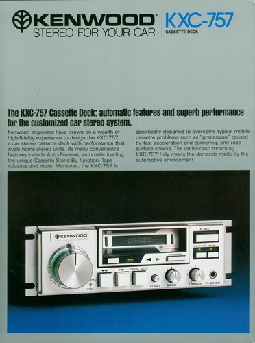 c1980 Kenwood KXC-757 Car Cassette Tuner Original Dealer