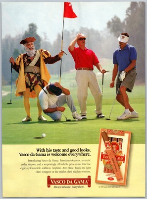 Vasco Da Gama Premium Tobacco Aromatic Cedar Sleeves Dec 1998 Full Page Print Ad