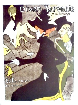 Vintage French Art Nouveau Poster Divan Japonais Toulouse- Lautrec 1893 Repro