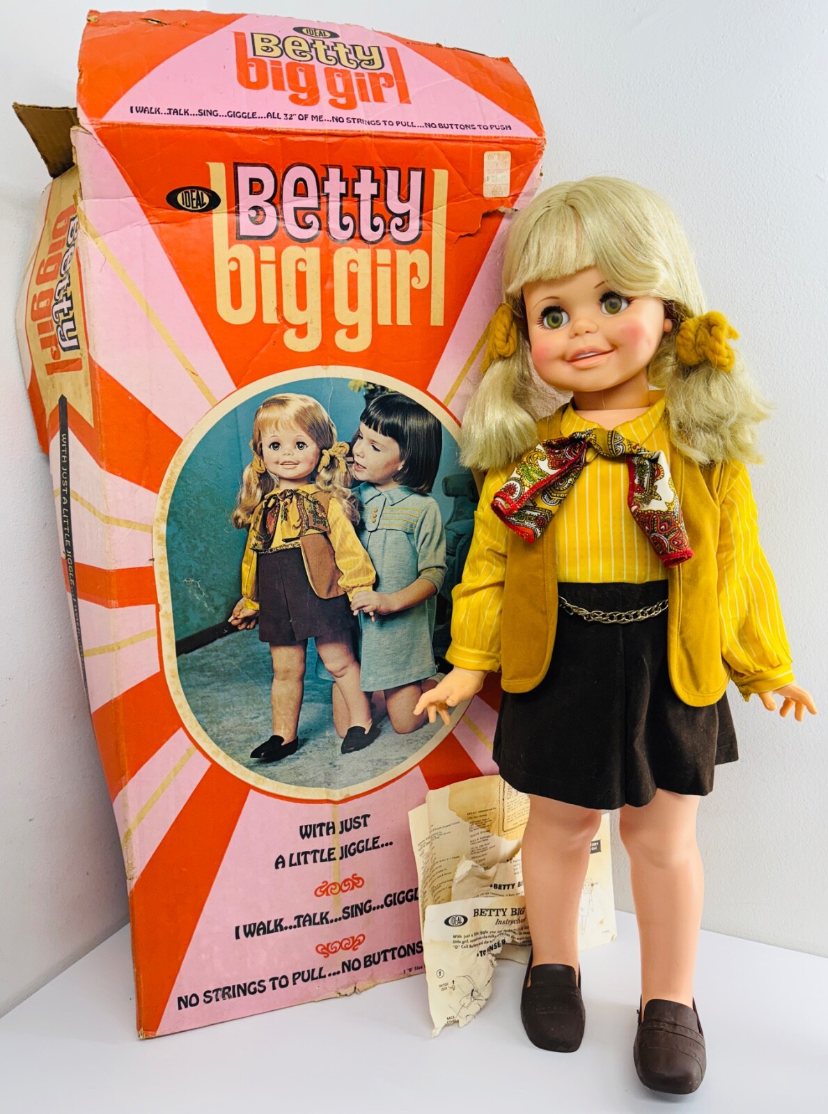 【betty】 1969 Betty Big Girl Talking Walking Doll IDEAL TOY Original