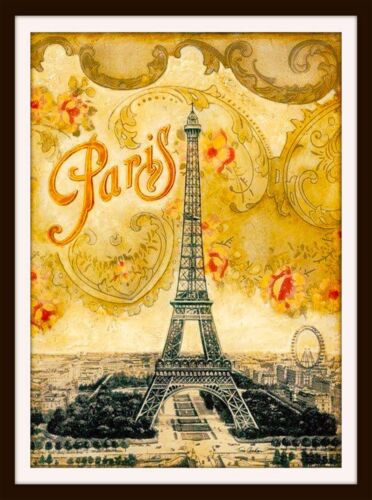 Paris Eiffel Tower French Europe European Vintage Travel Advertisement Poster
