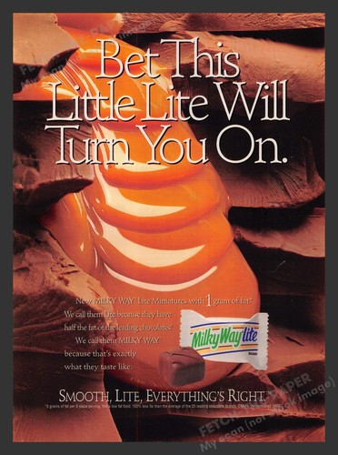 Milky Way Lite Candy Bar 1990s Print Advertisement Ad 1996